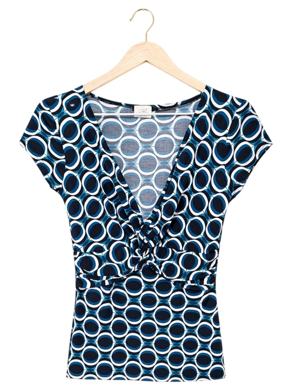 Womens Vintage Y2K Babydoll Top Small Geometric Retro 90s Dark Grunge V Neckline